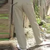 Cotton Linen Trousers for Men Wide Leg Pant Breathable Summer Pants Fitness Clothing Mens Workwear Male Jogging Bottoms 220629