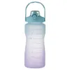 2000ml Duża Pojemność Uchwyt Plastikowych Butelki Bounce Osłona Outdoor Frosted Sports Czajnik Gradient Color Space Cup Z skali Rra12983