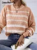 Senecinet Casual Knit Pullover Женщины Осень зимняя мода с длинным рукавом топ нежный твердый o Nece Ladies Lake Stripe Sweater 220817