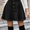 DGIRL Corduroy Button Front Flare Skirt Vintage High Waist Women Winter Casual Flared s Elegant Ladies Street Wear 220322