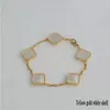 Vintage classique mode 4 feuilles trèfle bracelets de charme bracelet chaîne en or 18 carats agate coquille nacre pour femmes filles mariage Je9013056