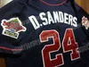 GLAA3740 24 Deion Sanders Dual Patch 1995 Wrold Series Jersey Custom High Quality Men Women Jeugd Baseball Jersey Black Red White Gray