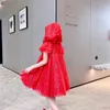 Robe d'été pour petites filles, tenue de concours, de princesse, de qualité à la mode, vêtements de fête rouges pour bébés filles