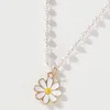 Chains Elegant Jewelry White Imitation Pearl Chain Oil Flower Pendant Necklace Women Fashion Choker NecklaceChains
