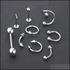 Nose Rings Studs Body Jewelry Qiamni 120Pcs/Lot Titanium Sexy Lip Ear Cartilage Tragus Eyebrow Captive Bead Ring Piercing Drop Delivery 20