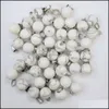 Pendentif Colliers Pendentifs Bijoux En Gros 50 Pcs/Lot Mode Naturel Blanc Turquoise Pierre Ronde Forme De Boule Charmes Penda Dhwh2