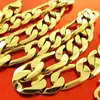24 "Heavy 8mm Real 18K Fine Solid Finish Gold Necklace Chain Solid Figaro Link Design