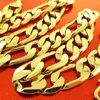 24quot Heavy 8mm Real 18K Fine Solid Finish Gold Necklace Chain Solid Figaro Link Design7802849