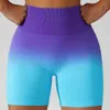 Pantaloncini da yoga senza cuciture sfumati Pantaloni da palestra per allenamento da palestra da donna Pantaloni sportivi attillati e traspiranti a vita alta elasticizzati J220706