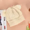 Cappello da neonato in tinta unita Cappello da bambina con pompon lavorato a maglia morbido Cappellino da berretto per bambini autunno inverno caldo