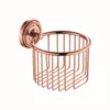 Bath Accessory Set Europe Wall Hanging Towle Ring Antique Rose Gold Bathroom Hardawre Accessories Round Base Polished Solid Brass ShelfBath