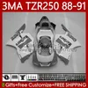 MOTO-Karosserie für Yamaha TZR250 Grauweiß TZR 250 TZR-250 R RS RR 1988 1989 1990 1991 Karosserie 115Nr.102 TZR250-R TZR250RR 88-91 YPVS 3MA TZR250R 88 89 90 91 OEM-Verkleidungsset