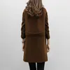 Женская шерстяная смеси зимняя куртка Женская шерстяная шерстяная пальто с длинным рукавом.