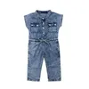 Summer Toddler Kids Baby Girl Clothes Denim Sleeveless Romper Jumpsuit Playsuit Long Pants Outfits 1-6T 220525