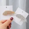 Fashion Rhinestone Feather Hair Clip Full Diamond Leaf Shape Metal Hairpin Women's Hair Accessories Bride Headdress Gift