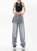 Taille basse Jeans Femmes Baggy Jeans 2021 Nouvelle Mode Pantalon Jambe Droite Y2k Denim Pantalon Vintage Lâche Bleu Lavé Maman Jeans T220728