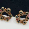 Vintage Women Jewelry Designer Earring For Womens Multicolor Diamond Earrings Luxury Letter G Stud Fashion Golden Studs With Box 27843037