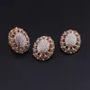 Kadınlar için mücevher setleri ince kristal kolye küpeler seti Afrika boncukları altın renkli kolye gelinlik aksesuarları