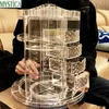 Ny 360-graders roterande låda Makeup Storage Box Brush Holder Jewelry Organizer Case Transparent Akryl Cosmetic Organizer Box T200115