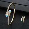 Luksusowy 2pcs Dubai Bangle Pierścień Zestaw mody biżuteria dla kobiet zaręczyny ślubne Brincos para jako Mulheres HNS001 220726