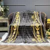 Blankets Luxury Double Sided Printed Black Gold Blanket Soft Fleece Velvet Sofa Throws Flannel Classic Home Decoration 3 SizesBlankets Blank