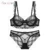 Logirlve Ultrathin Bra Brassiere Sexig underkläder plus storlek D E Cup broderi Kvinnor Underkläder Vit spetsar Bras Hollow Out 220513