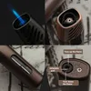 Blue Flame Windproof Lighter Refillable Butane Gas Torch Jet Lighter Metal Cigar Lighter For Outdoor Kitchen BBQ