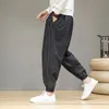 Cotton Linen Men Casual Harem Pants Baggy Comfortable Large Size 5XL Autumn Printed Sweatpants Male Trousers 220816