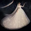 Brilliant Suknia Suknie Ślubne Klejnot Krótki Rękaw Illusion Bodice Race Organza Cekiny Aplikacja Vestidos de Novia