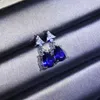 Presente de gotas de água azul de zircão brilhante, garanhão 925 Jóias de prata esterlina Presente de jóias elegantes Brincho Acessórios Lady Moni22