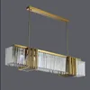 Lustre rectangulaire moderne en Cristal de luxe, luminaires suspendus pour salle à manger, maison, cuisine en or brossé, Luminaire LED