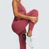 Ginástica de ioga feminina ginásio 2 conjuntos de leggings sem costura Exercício Running Wear Sportswear