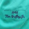 Ken Griffey Jersey Vintage 1989 1995 1997 2000 2005 Пуловер в тонкую полоску Baby Blue White Green Red Mesh Нашивка Зала славы Выход на пенсию Взрослый S-3XL