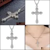 Anhänger Halsketten Mode Kreuz Direkt Gold Schwarz Kristall Jesus Halskette Schmuck Micro-Set Baguette Schlüsselbein Drop Lieferung 2 Mjfashion DH0H5