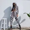 Kvinnlig löst jacka kappa matchande uppsättningar plus storlek Hip Hop Reflective 2 -stycken Set Women Tracksuit Hoodies Crop Top Pants 220608