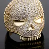 Iced Out Skull Ring Mens Silver Gold Ring عالي الجودة الكاملة من الهيب هوب حلقات المجوهرات