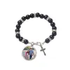 Wholesale 4 colors Sublimation bracelet Heat Transfer Pendant Rosary bead bracelet Cross Jesus Metal Pendants DHL