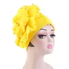 Frauen große Perlen Blumen Turban Hijabs Muslim Islamischer Schal Kopfwickel Indien Mütze Krebs Chemo Kopfbedeckung Indian Beanie Haarausfall Neu