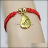 Bracelets de charme j￳ias feitas ￠ m￣o porcelana de corda vermelha de corda de mi￧anga da sorte M￣e para a m￣e d9u