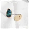 Charm Oval Abalone Shell Paper Stud Earrings Mini Brand Geometric Simple For Women Jewelry Drop Delivery 2021 Dhseller2010 Dhfuc