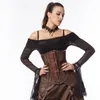 Rétro Steampunk Underbust Corset Marron Brocart Jacquard Minceur Ventre Gaine Taille Formateur Cincher Femmes Acier Os En Cuir Corps Shaper S-3XL