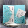 Greeting Cards Event Party Supplies Festive Home Garden Wedding Invitation Kits Spring Flower Laser Cut Pocket Bridal Card For Engagement