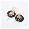 Charm Earrings Jewelry New Bohemia Round Hoop Leaf Dangle For Women Girls Colorf Metal Charms Drop Earring Summer Beach Party Gifts Delivery