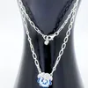 Blue Pansy Flower Pendant Necklace Autentic Jewelry Designer 925 Sterling Silver Designer Halsband för kvinnor Pendant Set Party Födelsedagspresenter 390770C011657332