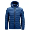 Piumino da uomo Parka da uomo Autunno Inverno 2022 Blu ultraleggero Abbigliamento di marca Casual Caldo Colletto con cappuccio Cappotti Giacche Giacche a vento