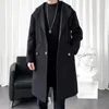 Jackets de colorir de casacos de trincheira de moda de moda de comprimento médio preto/cáqui