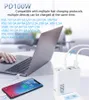 Chargeurs de téléphones portables Chargeur GaN 100W Prise convertible Broche pliante QC3.0 USB-A et double PD pour ordinateur portable ou téléphone portable Charge rapide haute puissance 230206