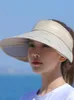 Wide Brim Hats Retractable Big Empty Top Hat Hiking Visor Outdoor Cycling UV Protection Sun Sports Bonnet Black Casquette FemmeWide