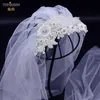 Headpieces vs91 Wedding Bridal VEIL Crystal Pearls Applique Accessiorie met steentjes één laag -kopstukken