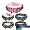 Autres fournitures pour chiens Pet Home Garden 2 "Large Colliers en cuir cloutés à pointes pointues Pitbl Bldog Big Collier réglable pour chiens de taille moyenne Bo